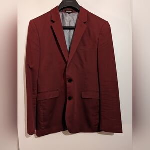 Express burgundy men's suit jacket and slacks